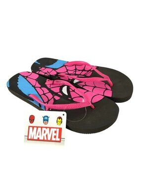 Marvel Womens Spiderman Flip Flop Sandals Pink Black Size 10